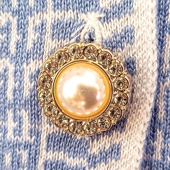 Select + Trend Blue White Knit Cardigan Sweater - 1X - Picture 4 of 6